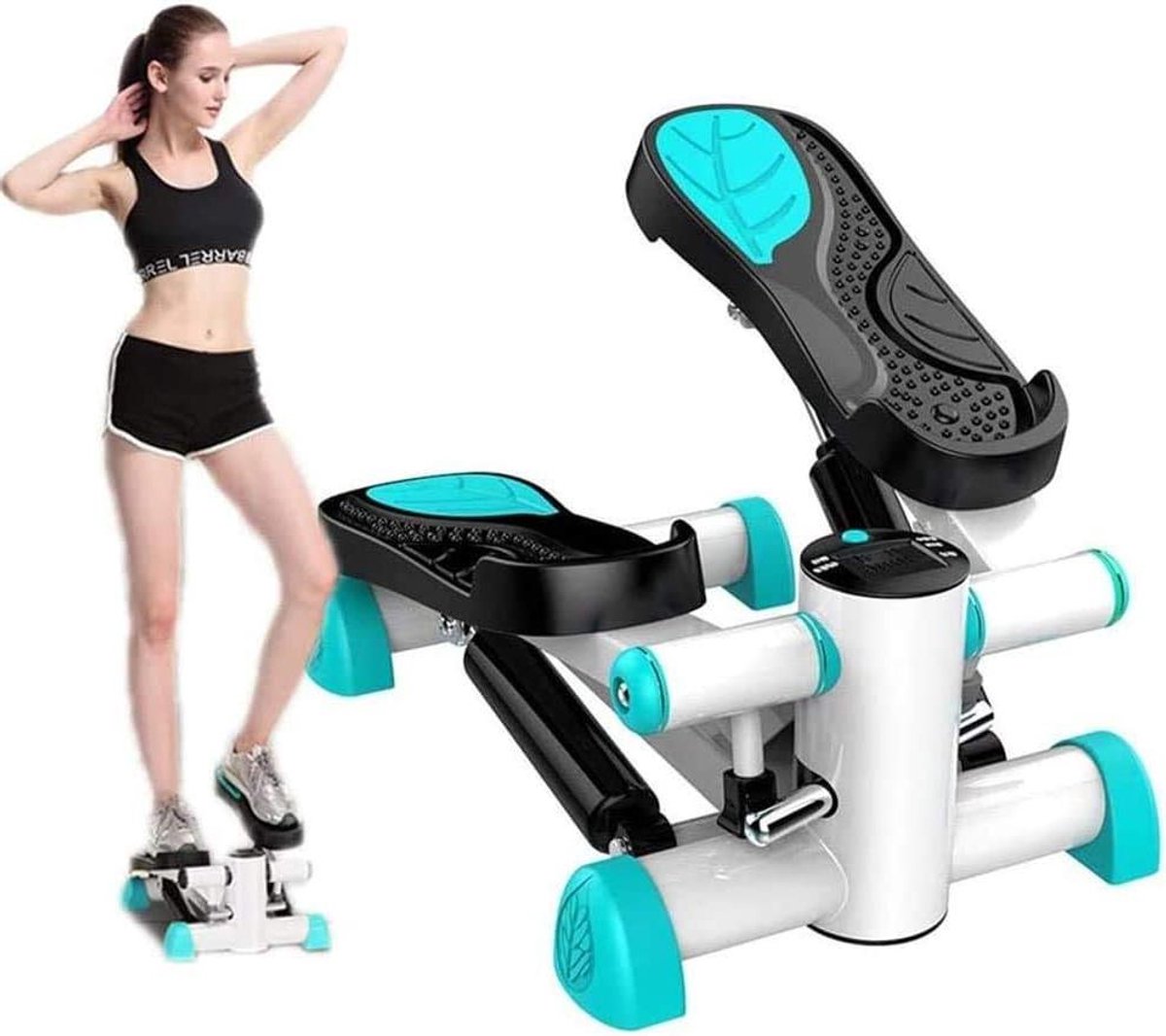 Hometrainer Stepper - Loopband Fitness - Thuis Sporten - Voetmassage Bord - 42x32.5x25cm - Cyaan
