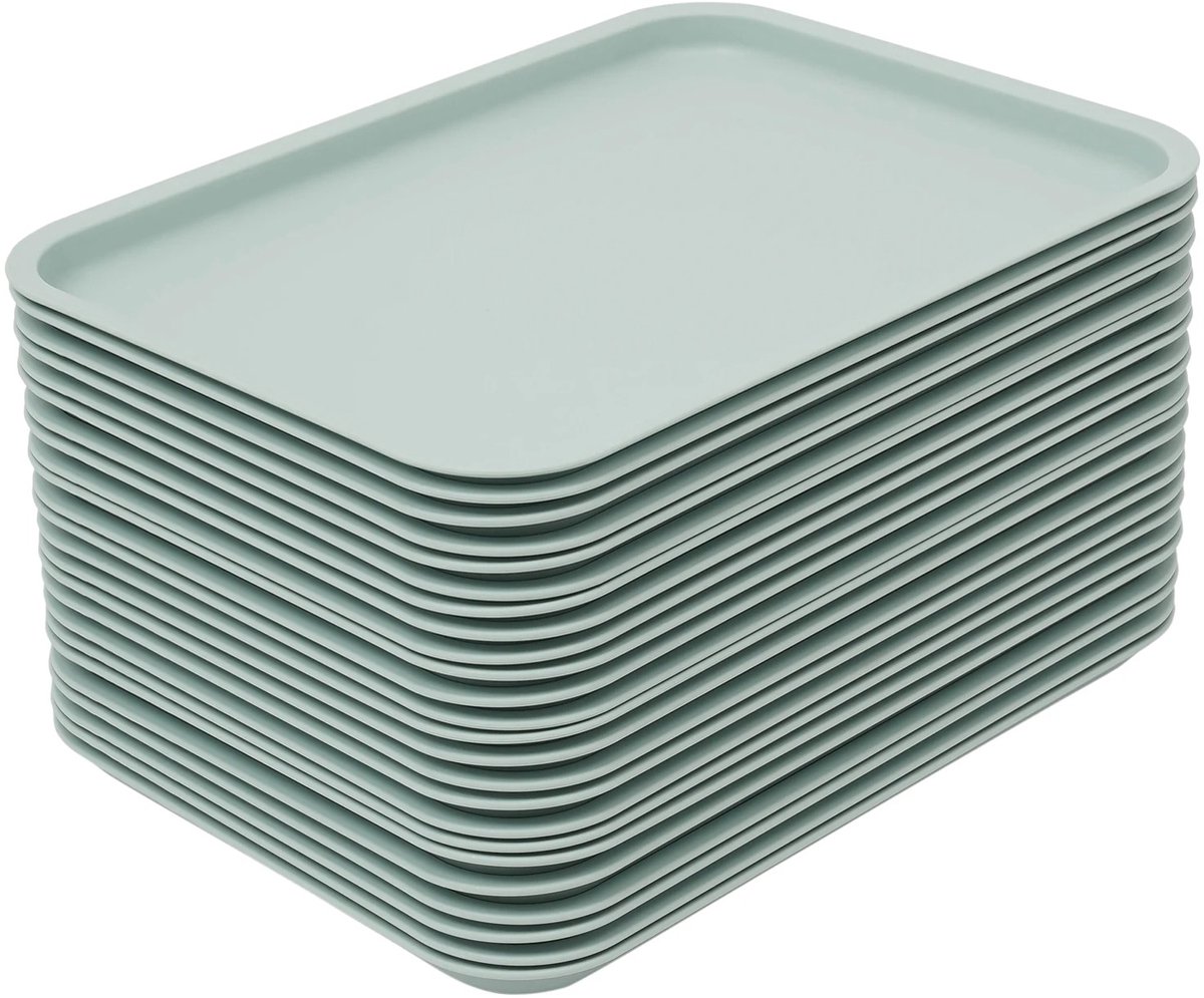 Stervia Dienblad Set - Dienblad Rechthoek - 24 stuks - Stapelbaar - Vaatwasbestendig - Magnetronbestendig - Kan Tegen Hitte (+120°) En Kou (-20°) - 36 x 27 x 2 cm
