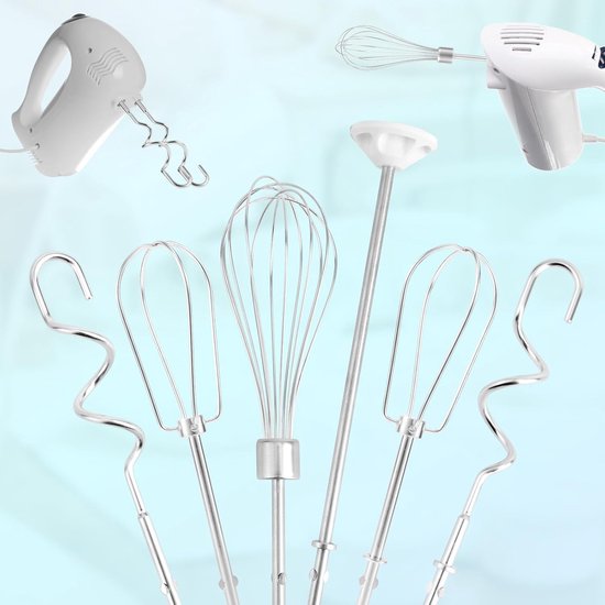 Mixer Accessoires Set - Deeg Haken - Bakken en Mixen - Roestvrij Staal - 6 Delig - Zilver van Merkloos — afbeelding 3