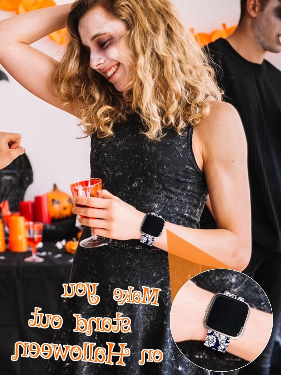 Halloween Sportband voor Fitbit Versa/Versa 2/Versa Lite - Zachte Silicone Pumpkins Band voor Dames en Heren, Ideaal voor Feestdagen en Sportactiviteiten