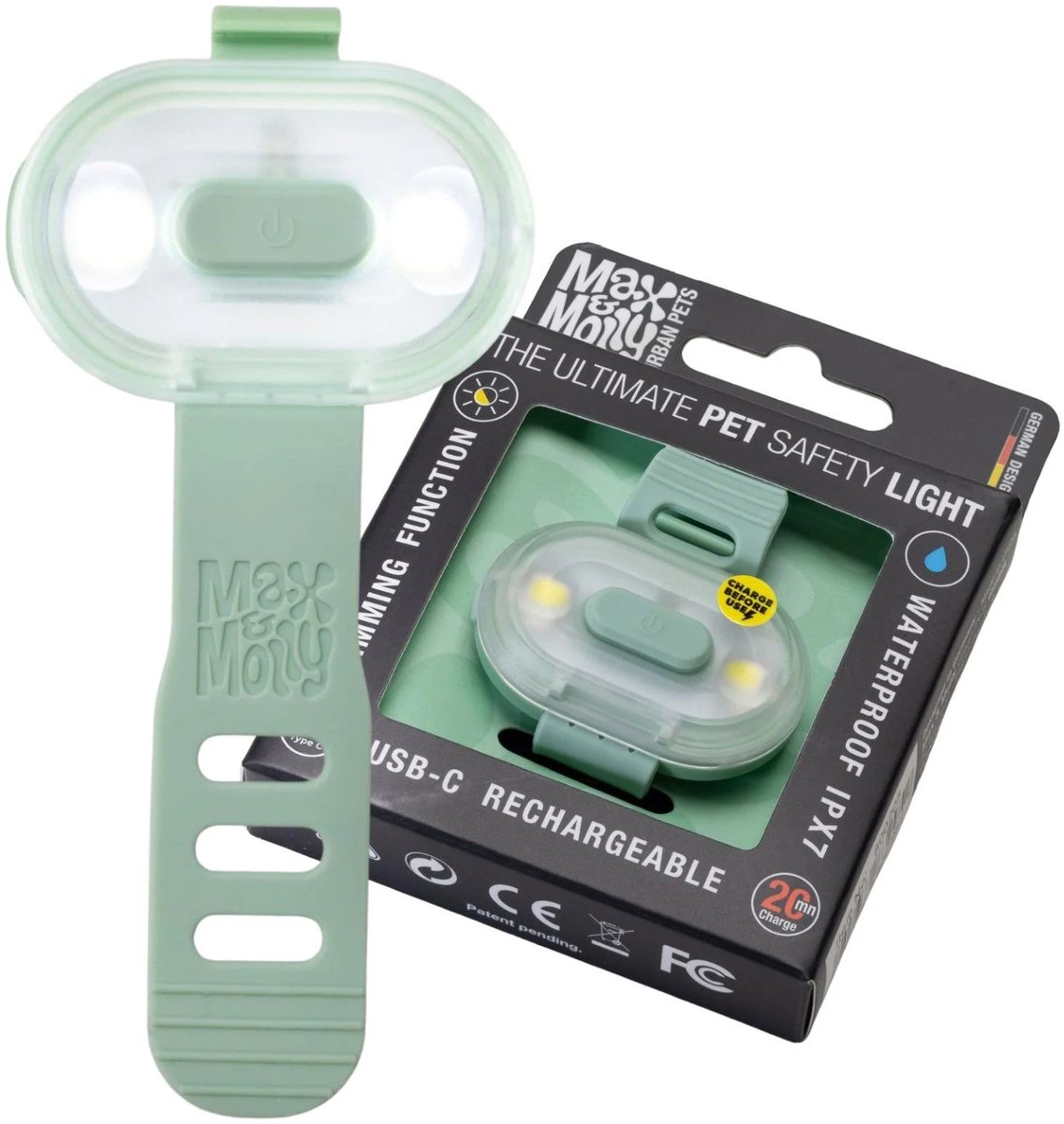 Max & Molly Matrix 2.0 Ultra LED - Jade - oplaadbaar lichtje voor aan halsband/tuig hond