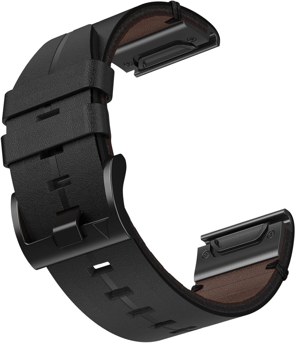 Leren Reservearmband 22 mm - Geschikt voor Garmin Fenix 7 7S Solar Sapphire, Fenix 6 Pro Sapphire, Fenix 5 Plus, Forerunner 935 945 955, Approach S60 S62, Quatix 5 6 7, EPIX 1 2 - Niet voor Fenix 7X