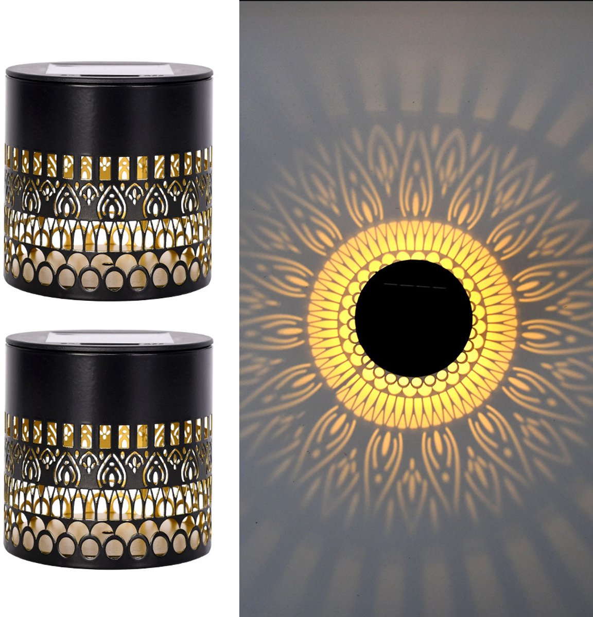 Zonne tuinlamp - Set van 2 - IP65 Waterbestendig - Warm Wit Licht - Solar Buitenverlichtin