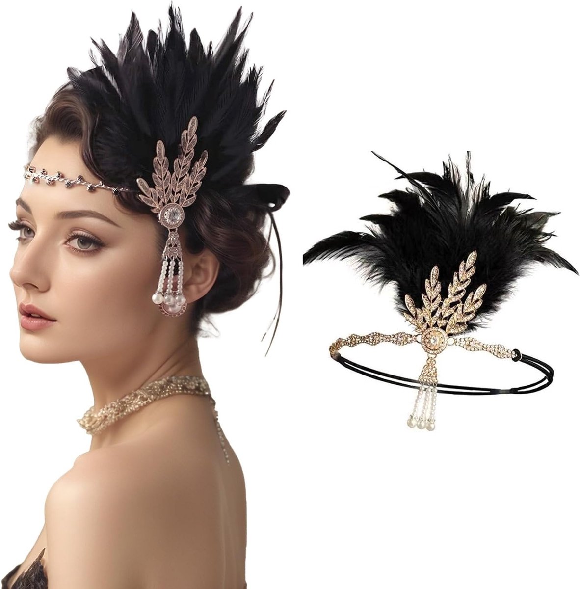 Flapper Kostuumaccessoires voor Vrouwen uit de Jaren 1920 met Crystal Hoofdband voor Carnaval en Feestjes