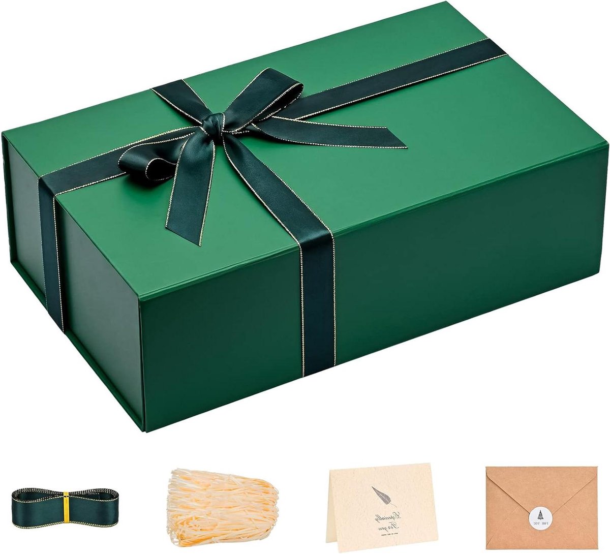 Geschenkdoos - Verhuisdoos Luxe - Cadeaus Inpakken - Magnetisch Deksel - 352 x 212 x 113 cm - Groen