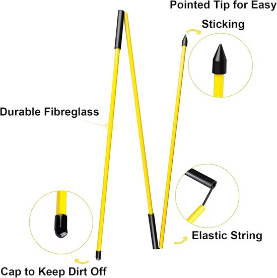 Golf Alignment Stokken - Swing Trainer Hulpmiddel - Verbeter Golfhouding - Opvouwbaar Inklapbaar - Set van 2 stuks - Geel van GOLF — afbeelding 4