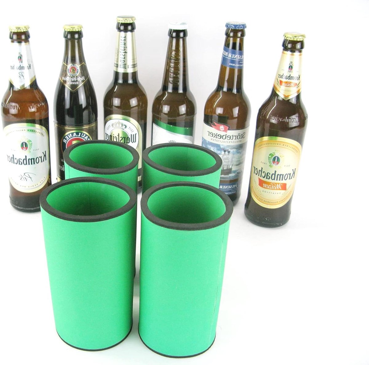 Bierkoelers Set - Fleskoelers - Dranken Koel Houden - Dikke Neopreen - 4 Stuks 0.5L - Groen