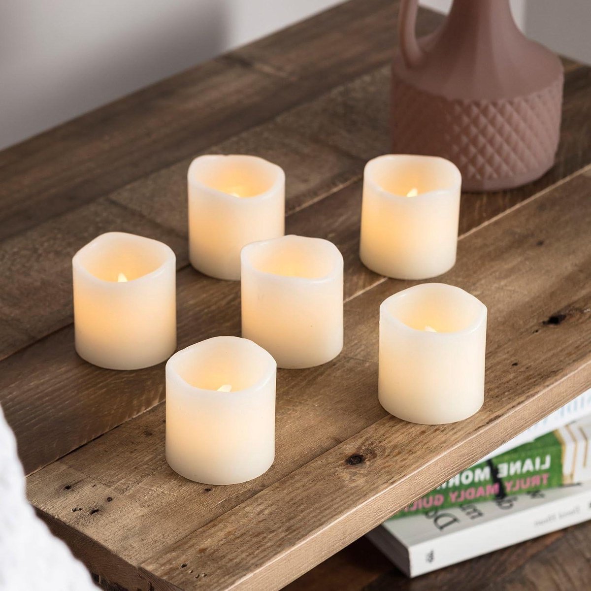 LED Theelichtjes - Waxkaarsen Votiefkaarsen - Sfeerverlichting Binnen - Echte Was - 5 cm x 5 cm - Wit