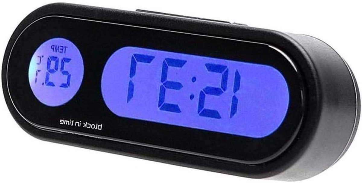 Auto Klok Thermometer - Dashboard Klok - Rijtijd Inschatten - 2-in-1 Ontwerp - 7.5x2.7x1.6 cm - Zwart