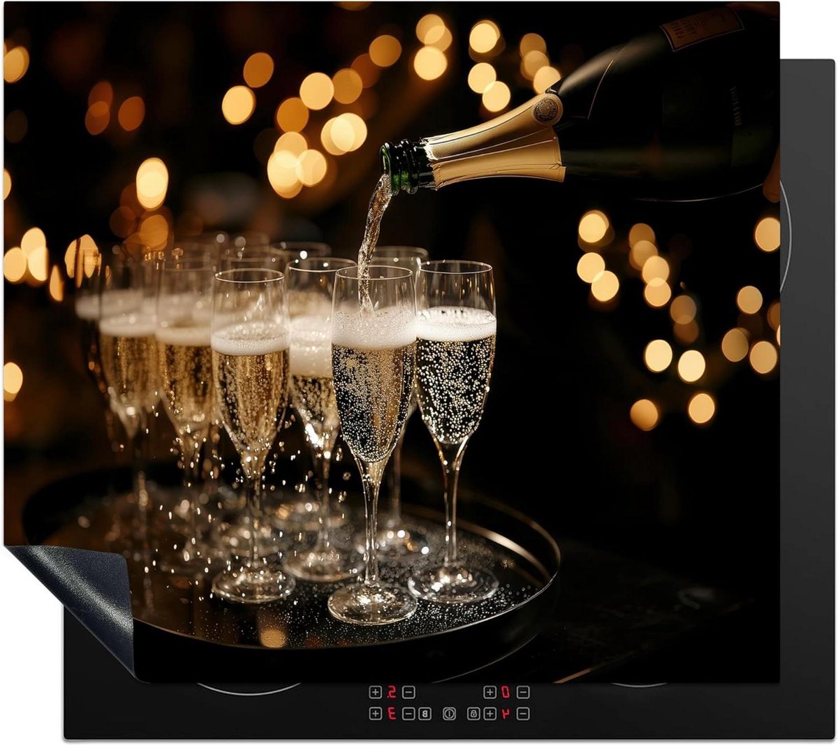 Inductie Kookplaat Beschermer - Werkbladbeschermer Afdekplaat - Keuken Werkruimte Creëren - Unieke Foto Print - 60x52 cm - Champagne
