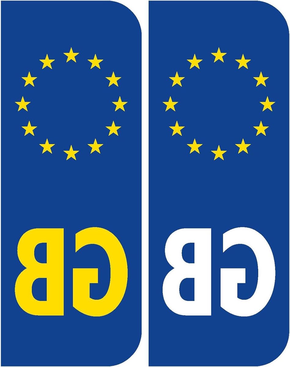 Nummerplaat Stickers - Euro GB Badges - Auto Decoratie - Set van 2 Stuks - 104 x 35mm - Zwart