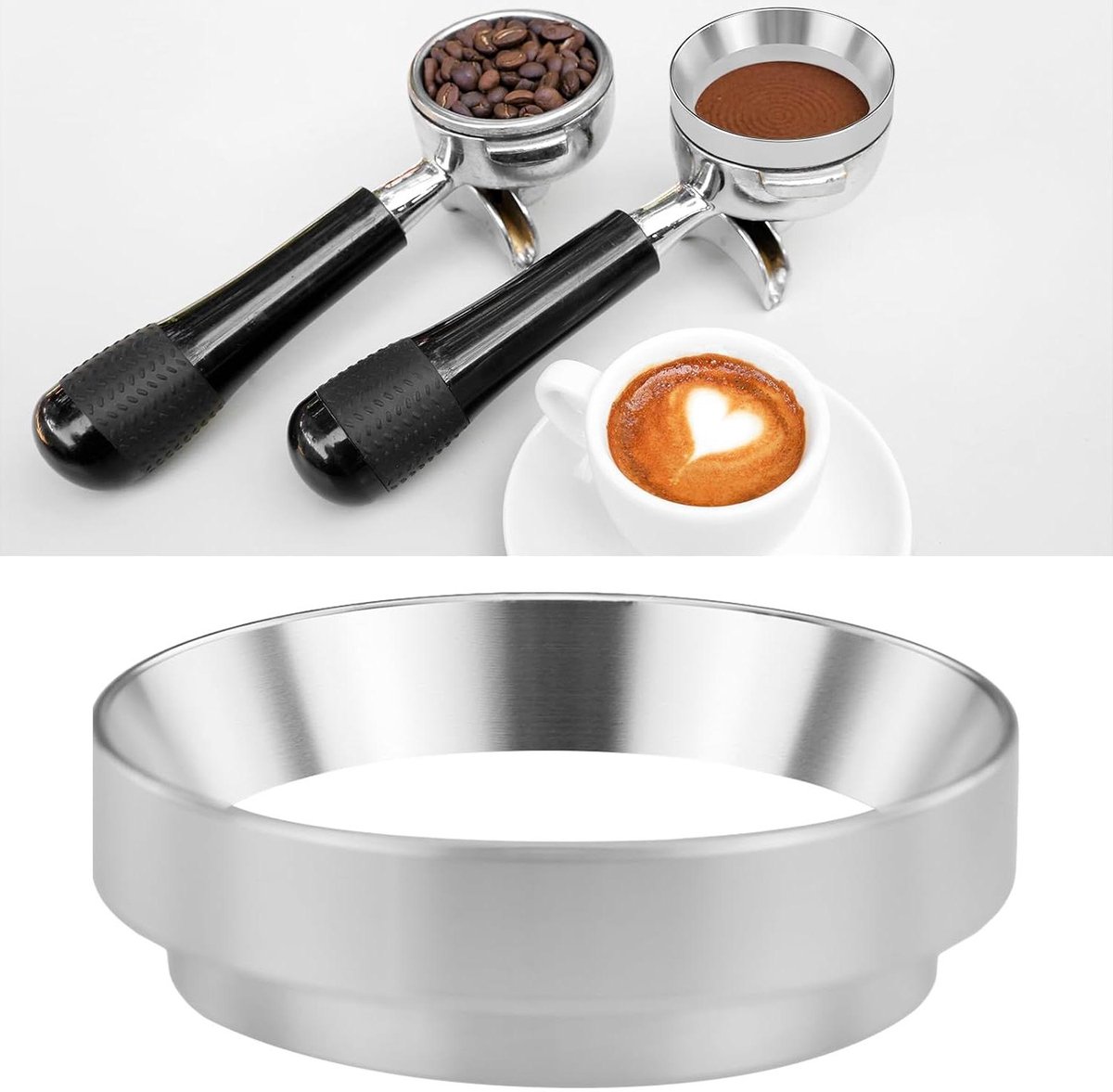Koffiedoseerring - Espresso doseerring Barista ring - Koffiebereiding vereenvoudigen - Aluminium corrosiebestendig - 58 mm diameter - Zilver