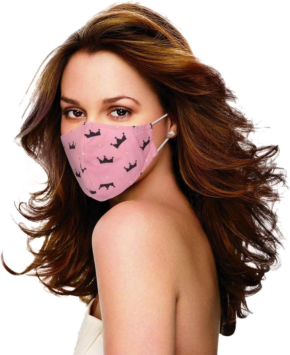 Wasbaar mondkapje - Herbruikbaar mondmasker - Bescherming tegen stof - Verstelbare oorbandjes - 3 stuks - Kroonprint