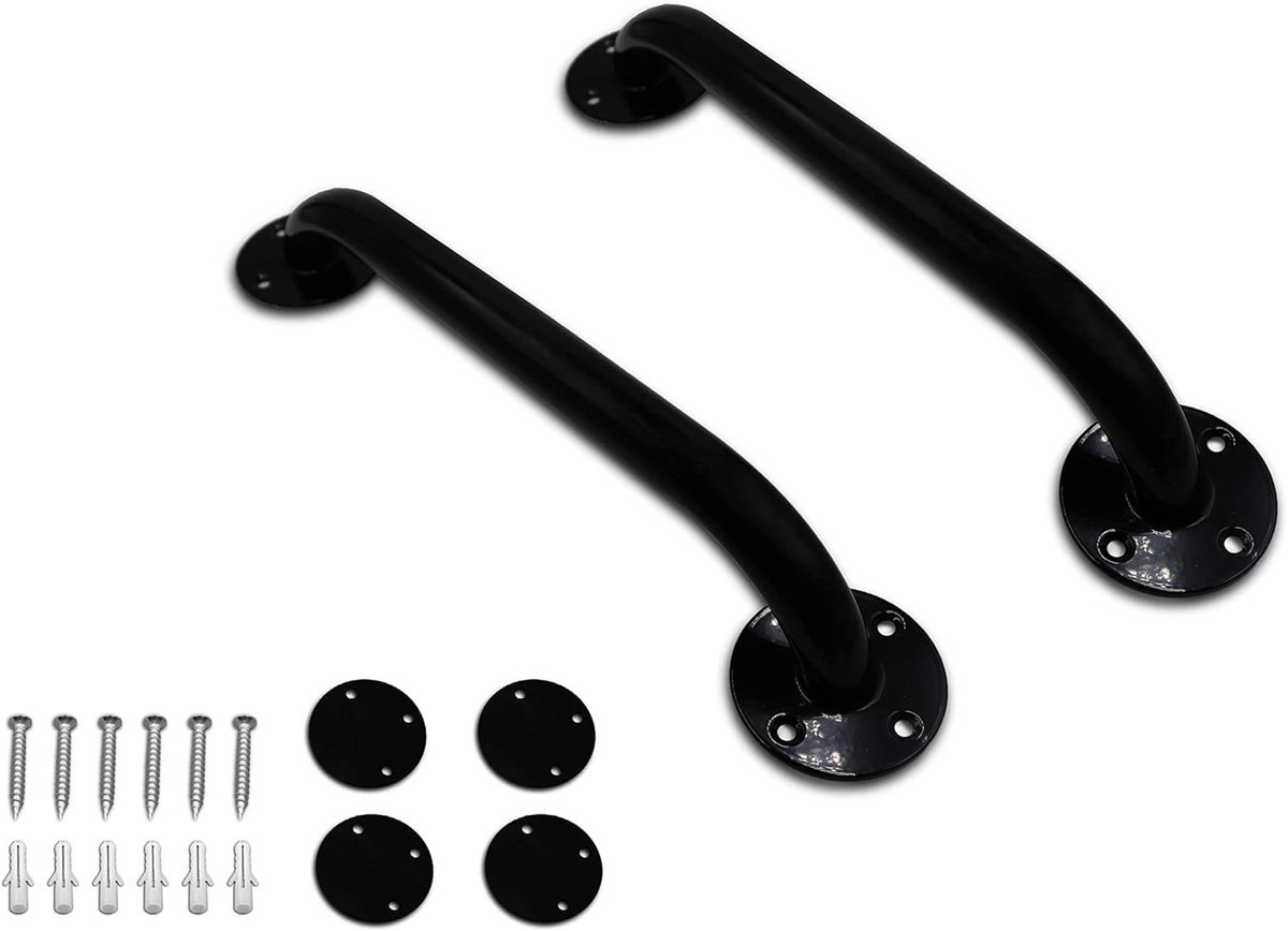 Steunbeugel Badkamer - Handgreep Douche - Extra Stabiliteit - Stabiel en Veilig - 30cm - Zwart