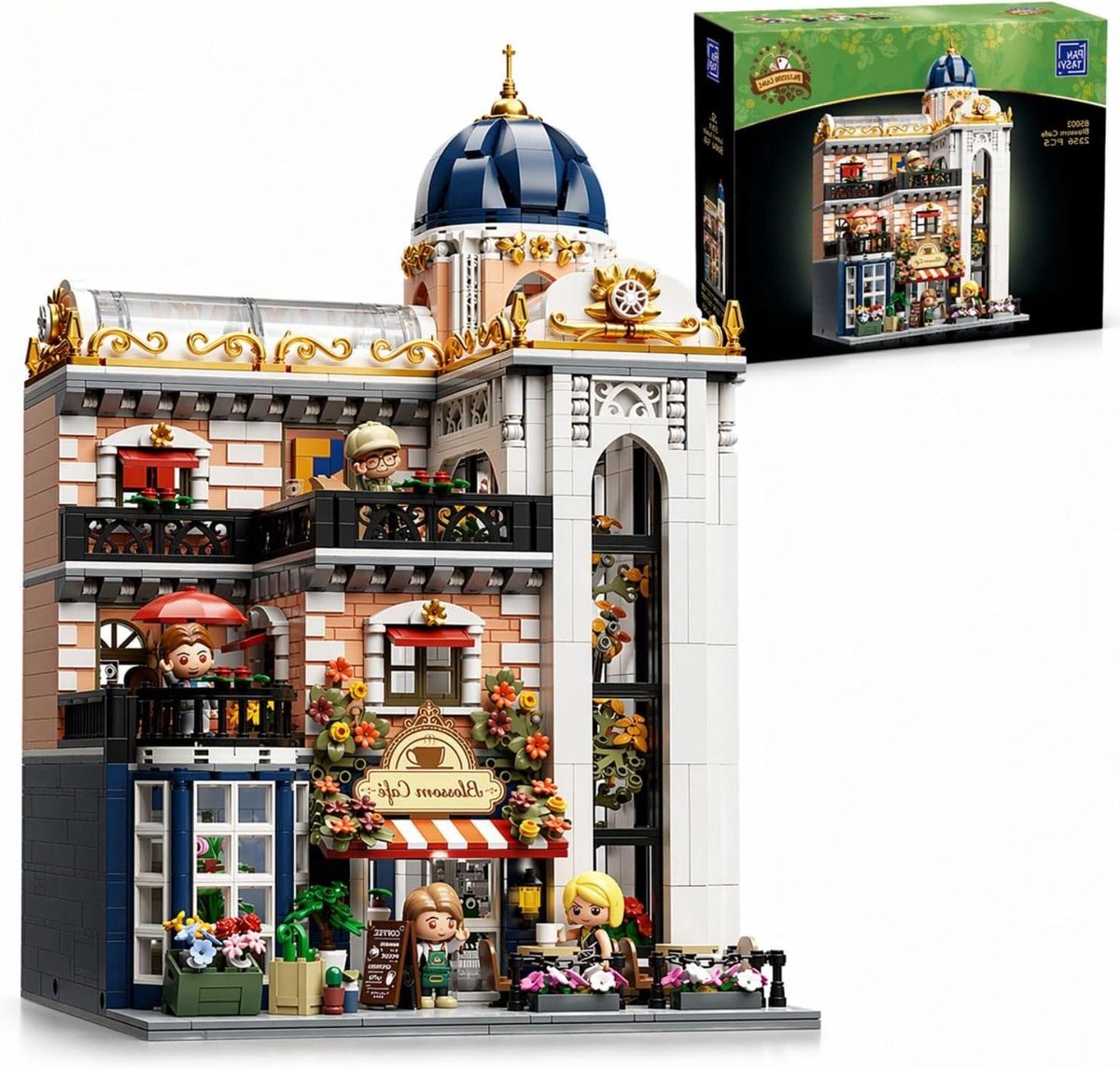 Modulaire Bouwset - Stadsgezicht Café - Huis Decoratie - Europese Architectuur - 1:24 Schaal - Pastel