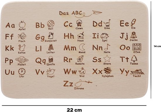 Ontbijtplank set - Leerplankjes - Spelend leren - FSC Beukenhout - 22 x 14 cm - Houtkleur — afbeelding 5