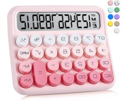 VEWINGL Mechanische Schakelaar Rekenmachine, Schattig 12-Cijferig Groot LCD-Scherm en Knoppen, Geweldig Voor Dagelijks Leven en Basiskantoorwerk