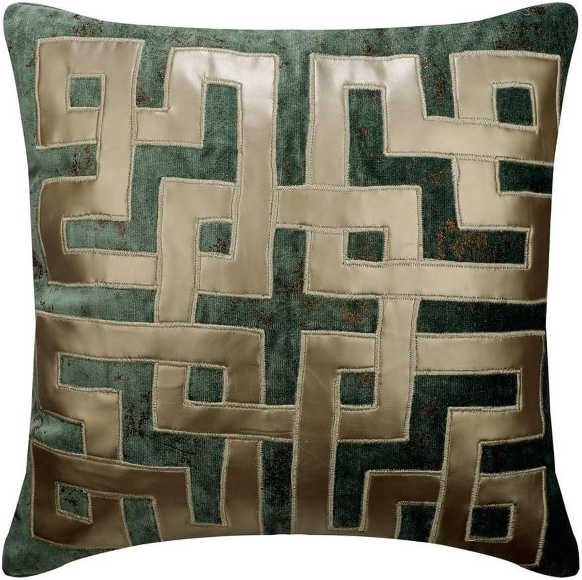 Kussenhoezen Bank - Decoratieve Hoezen - Woonkamer Decoratie - Handgemaakt Fluweel - Set van 2 - Groenblauw Beige