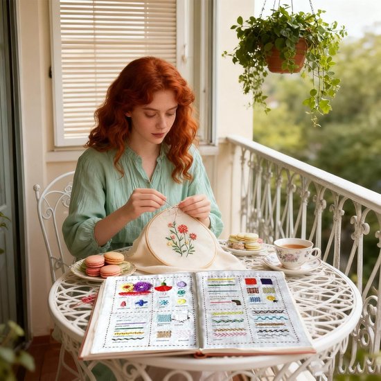 Borduurboek Beginners - Handwerk Linnen - Vaardigheden Leren - Stap-voor-stap Gids - 20 x 12.5 x 5 cm - Niet gespecificeerd — afbeelding 2