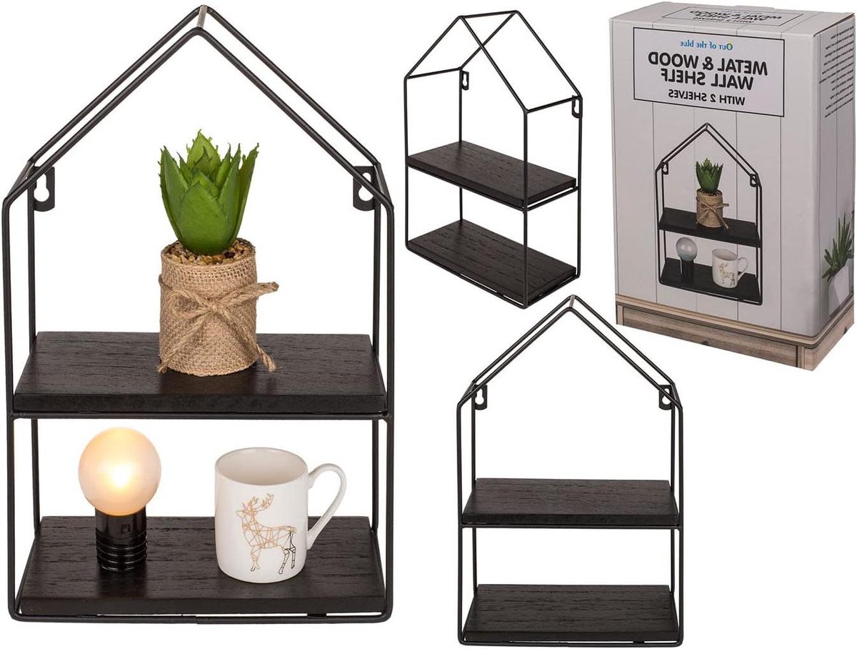 Wandrek met Haken - Decoratieplank Metaal - Decoratief Ophangen - Stabiel Frame - 21 x 31