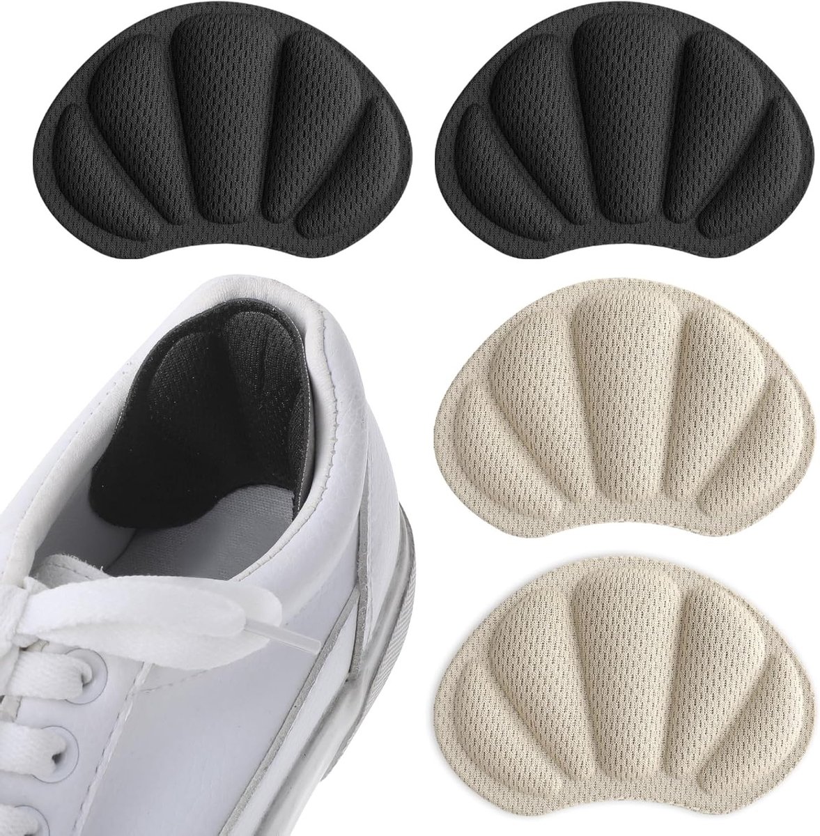 Comfortabele Hielkussens voor Hakken - Blarenbescherming, Hielgrips en Inlegzolen voor Mannen en Vrouwen, Ideaal voor Te Grote Schoenen en Voetverzorging (Zwart + Huidskleur)