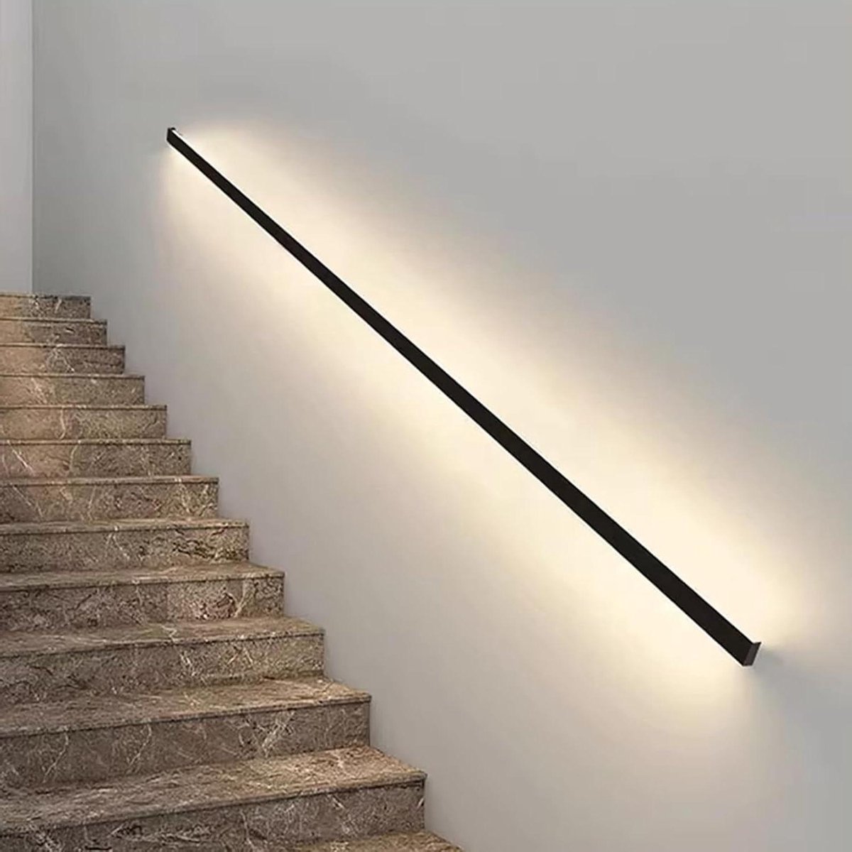 Leuning met LED-verlichting - Trapleuning Wandmontage - Veiligheid Binnen - Aluminium Robuust - 15 m - Zwart