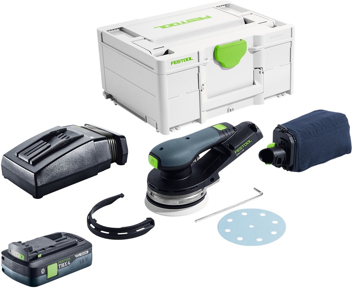 Festool ETSC 2 125-Basic accu-excentrische schuurmachine 18 V 125 mm borstelloos + 1x accu 4,0 Ah + oplader + Systainer