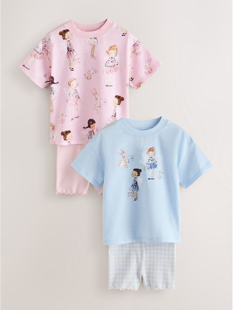 Next - Meisjes - Top & fietshort, set van 2 - Blauw