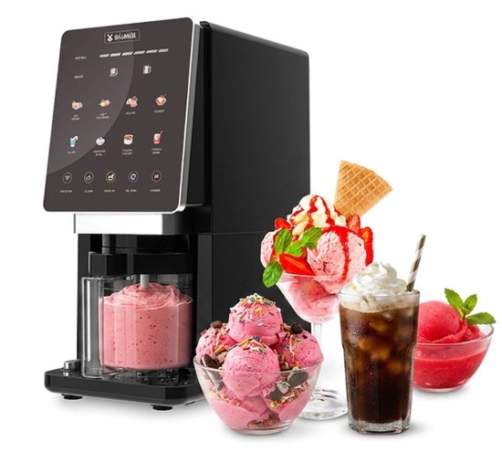 BluMill IJsmachine - 8-in-1 IJsmaker - IJsmaker Voor Roomijs, Gelato, Sorbet en Slushie - Kleurendisplay - Automatische Clean Functie - Vaatwasserbestendige Bekers