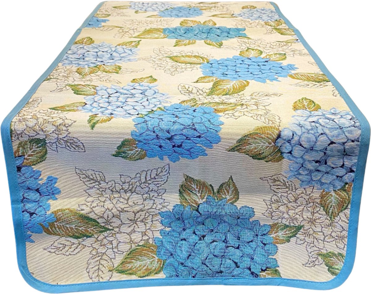 Tafelloper - luxe gobelinstof - Hortensia - Loper 140 cm