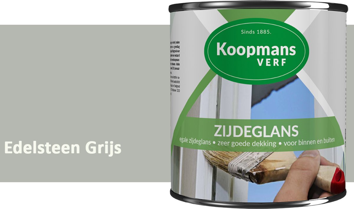 Koopmans Zijdeglans Lakverf – Binnen & Buiten – Kras- en Stootvast – Hoge Dekkracht – Voor Hout, Deuren en Kozijnen – Edelsteen Grijs – 2,5 l
