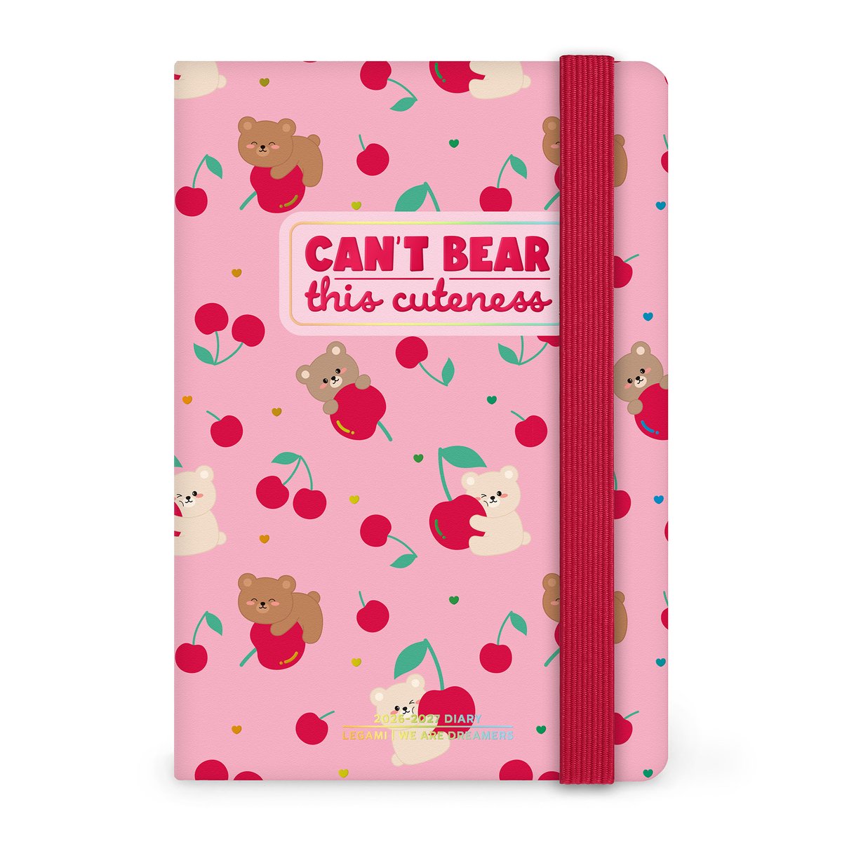 LEGAMI POCKET AGENDA 2026-2027 - 16mnd - WEEK OP 1 PAGINA + NOTITIE PAGINA - TEDDY BEAR CHERRY