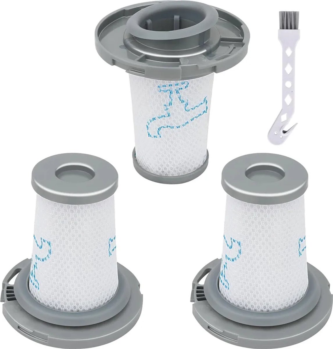 3 vervangingsfilters Geschikt voor de Rowenta X-Force Flex draadloze stofzuiger