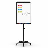 ACAZA Flipover - Verrijdbaar Whiteboard - 70 x 100 cm - Inclusief 8 Magneten, 4 Stiften, Wisser, Pennenbakje en Papier - Magnetisch Whiteboard - Verstelbaar Bord van 180 tot 210 cm - Inclusief Uitschuifbare Armen