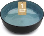 Pure Living Ibiza Dark Grote Serveerschaal - Ø 26,5 cm - Blauwgrijs (Grijsblauw) - Aardewerk - Magnetron & Vaatwasserbestendig