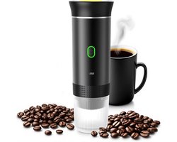 Draagbaar Koffiezetapparaat - Draadloos voor in de Auto - Espresso - Capsule Koffie - Gemalen Koffie - Cups - Oplaadbaar - Draagbare Koffiemachine - Zwart