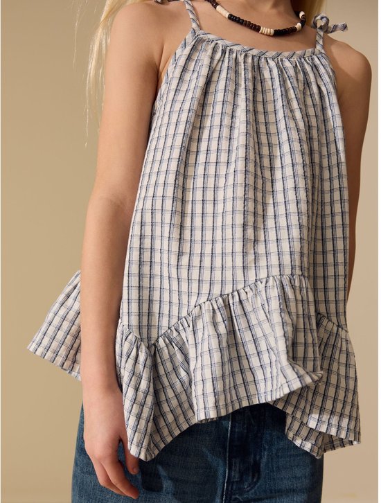 Next - Meisjes - Blouse met bandjes en asymmetrische zoom - Blauw