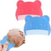 2 stuks - Babyhaarkam met cartoonprint - Zacht en comfortabel - Reinigingsborstel - Hulpmiddel voor de verzorging van pasgeborenen - 7,8 x 6x1 cm-Voor de dagelijkse verzorging van baby's en peuters, het verwijderen van berg en roos - Blauw, roze rood