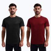 Rogelli Promo Heren 2 pack Sportshirt - Korte mouw - Zwart/Bordeaux