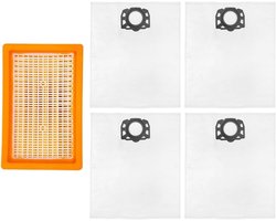 5 stuks - 4 Stofopvangzakken en 1 filters - compatibel met Kärcher MV4 MV5 MV6 WD4 WD5 WD6 WD5P WD6P