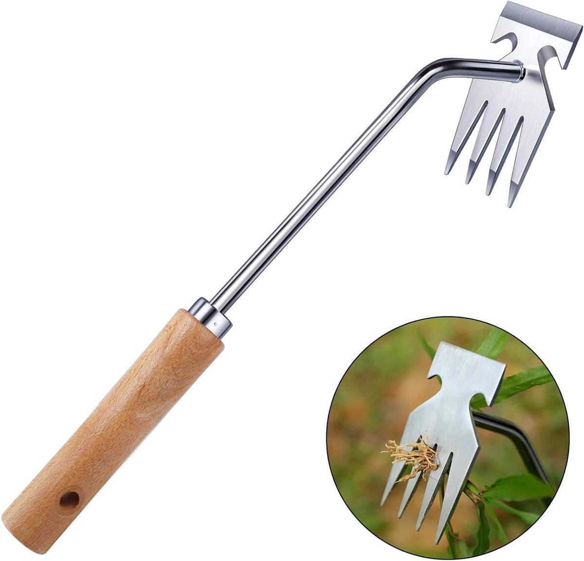 Onkruidsteker - Onkruidwiedger Tuingereedschap - Onkruid Verwijderen - Roestvrij Staal Houten Handvat - 345 cm - Niet gespecificeerd