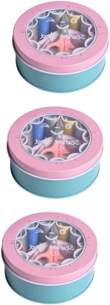 Naaiset Mini - Naaigerei Set - Reparatie Kleding - Compleet Inclusief Koffer - 3 Sets - Roze