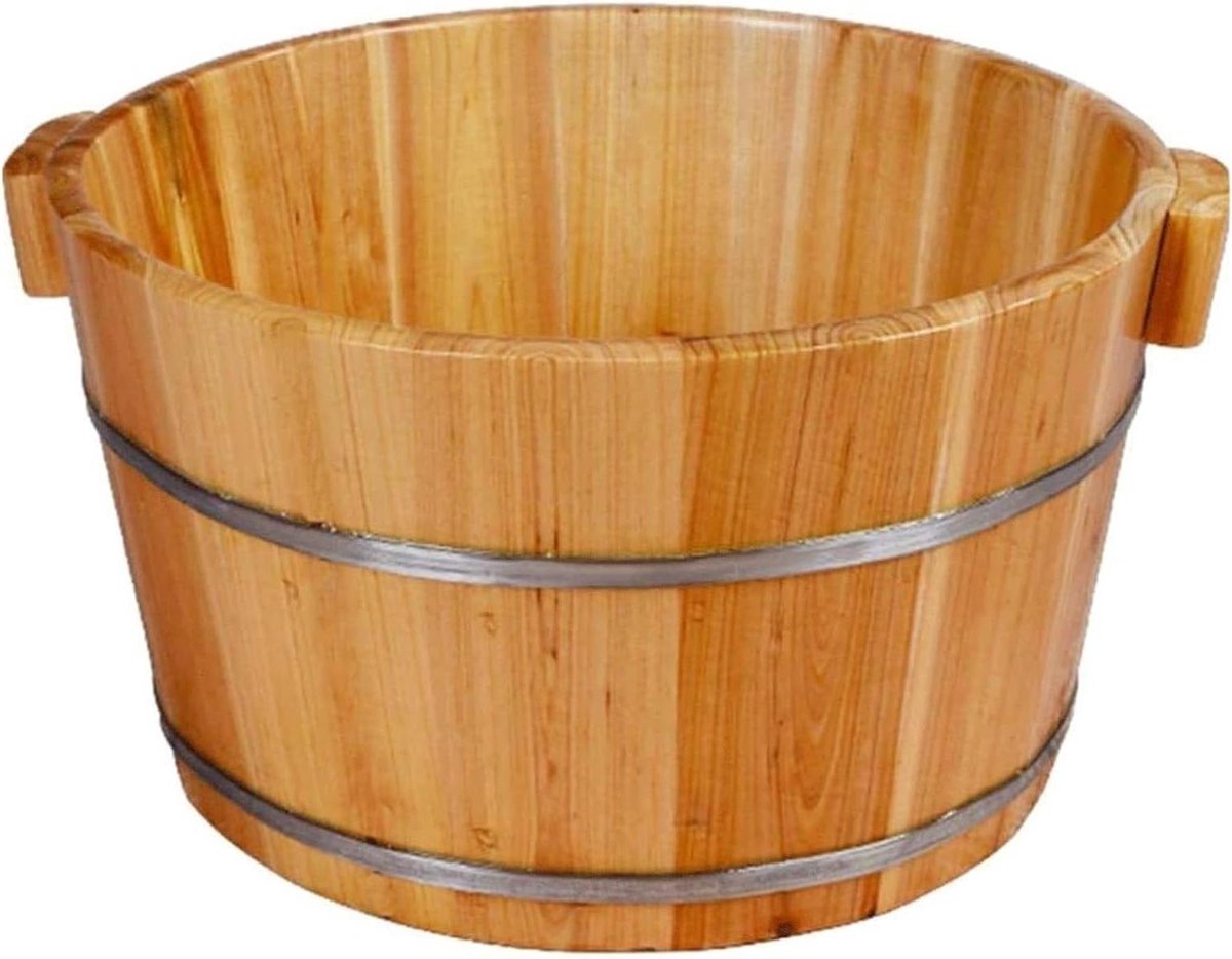 Houten Voetenbad - Voeten Spa - Ontspanning Thuis - Natuurlijk Hout - 35x30x16 cm - Houtkleur