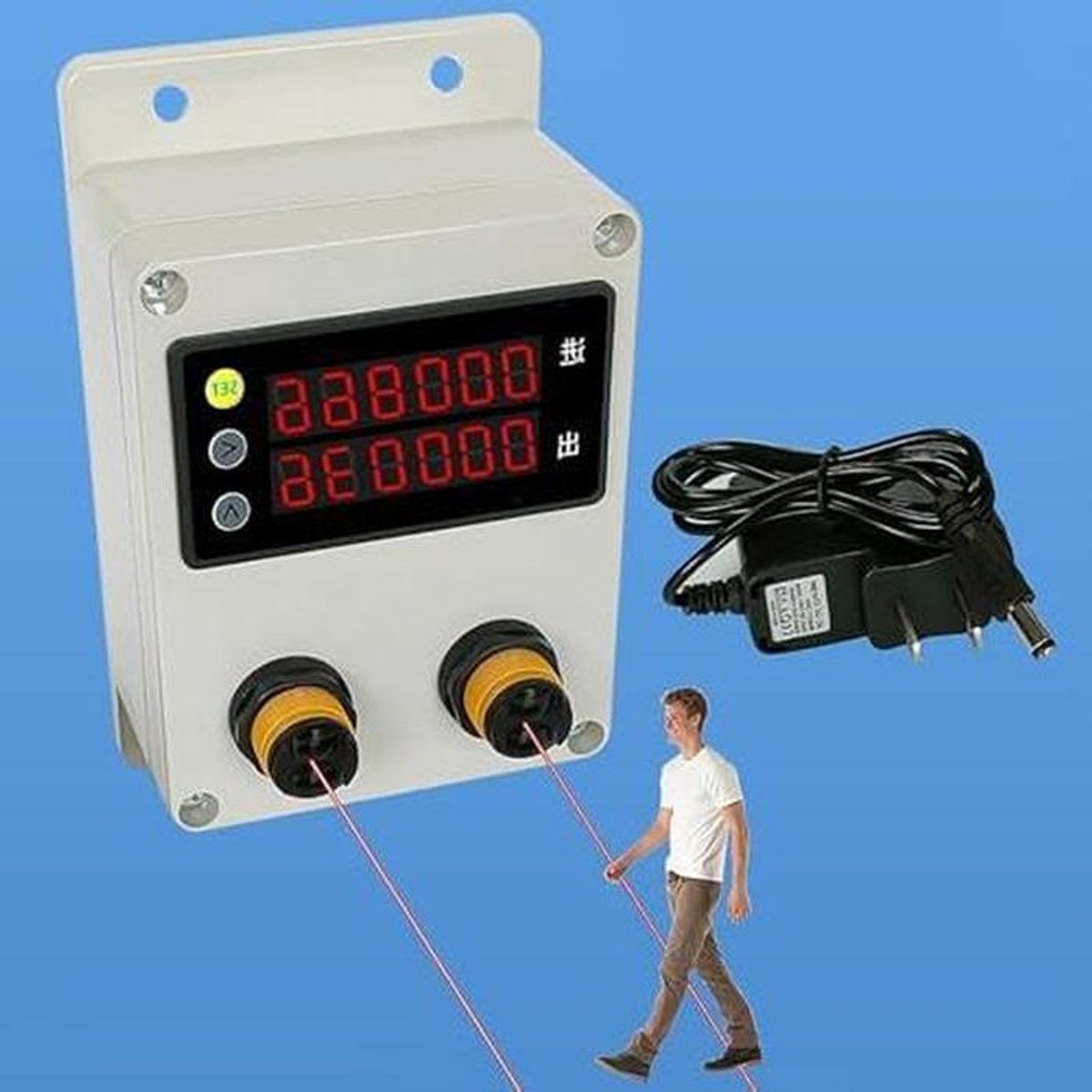 Personenteller met Sensor - Bezoekersmeter Teller - Winkelverkeer Monitoren - Twee-weg Richtingsdetectie - Tot 999999 - Grijs
