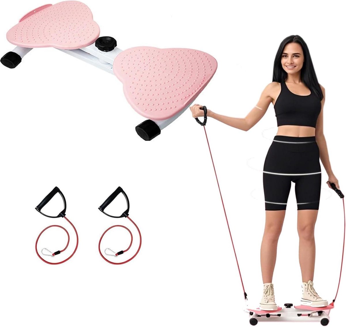 Roterende Trilplaat - Twist Disc Balansbord - Taille Trainen - Met Massagepunten - 5588 x 3302 cm - Roze