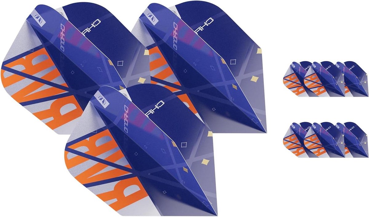 Dart Flights - Vliegjes Set - Darten Verbeteren - Spot UV Print - 9 Stuks - Blauw & Oranje