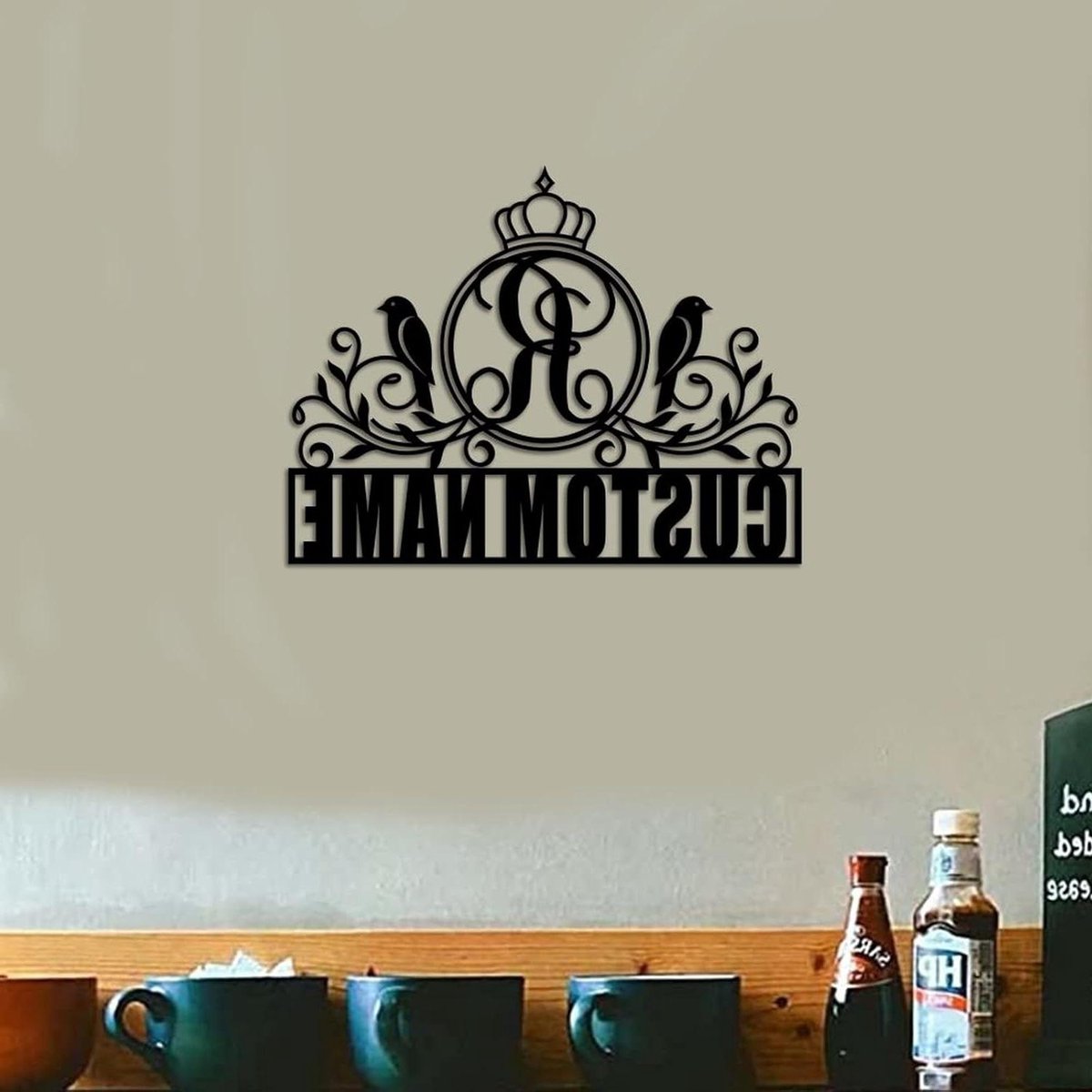 Metalen Deur Hanger - Naambord Huisnummer - Huis Decoratie - Gepersonaliseerd Ontwerp - 24 inch - Zwart
