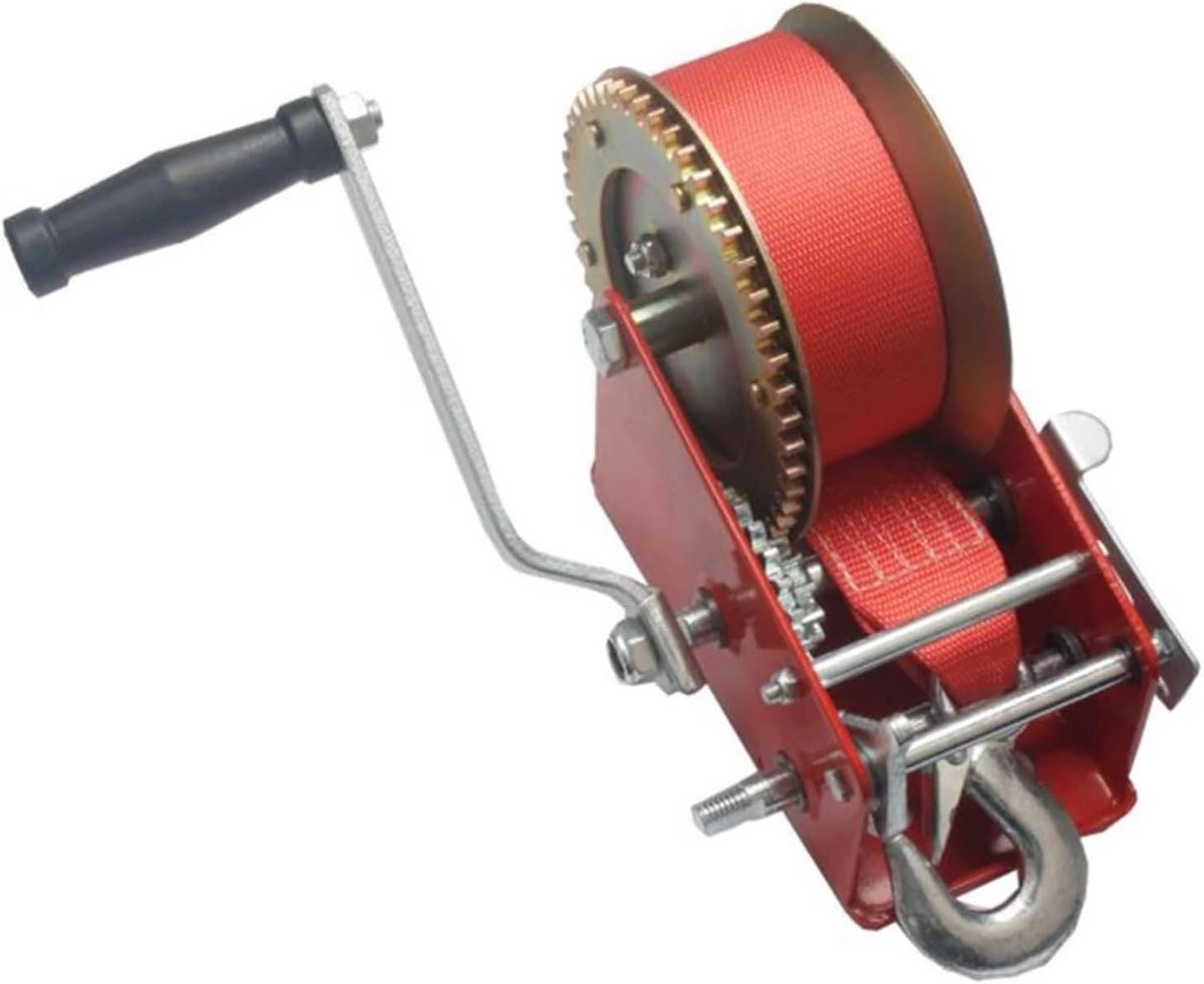Handmatige Lier - Touwlier Staalkabel Lier - Zware Lasten Verplaatsen - Hoogte Temperatuur Tandwiel Smeedstaal - 3000 lbs - Rood