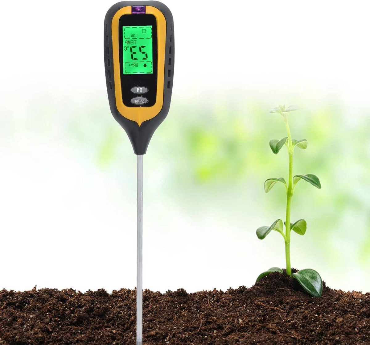 Bodemvochtmeter - Bodemtester pH meter - Planten Verzorgen - 4-in-1 Meting - LCD Scherm - Zwart