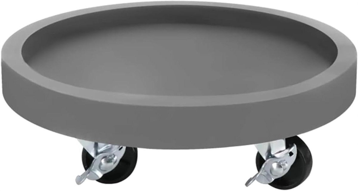 Plantenwagen Op Wielen - Bloempothouder - Planten Verplaatsen - Met Rem - 40 Cm Diameter - Grijs